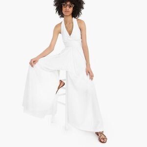 NWT J. Crew Halter Cotton White Jumpsuit Wige Leg Size 2